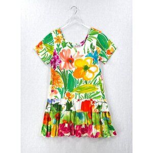JAMS WORLD Hattie Dress Womens Medium Summer Garden Floral Hawaiian Vintage NEW